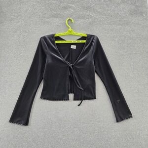 Gymshark Women Cardigan S Black Pause Tie‎ Front Strap V-Neck Back Slim Fit